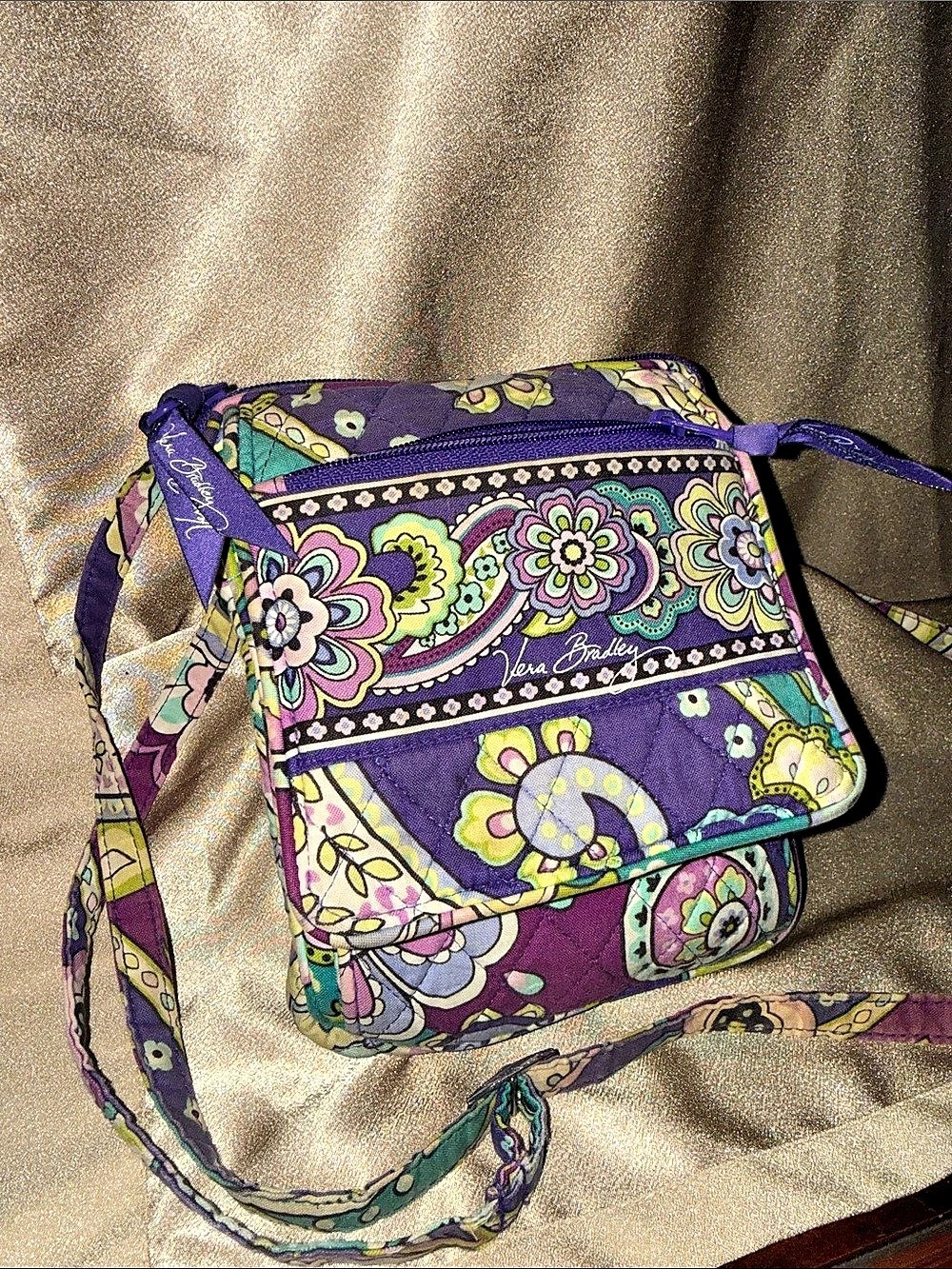 Vera Bradley Little Flap Hipster Floral Crossbody Bag in Purple & Multicolor